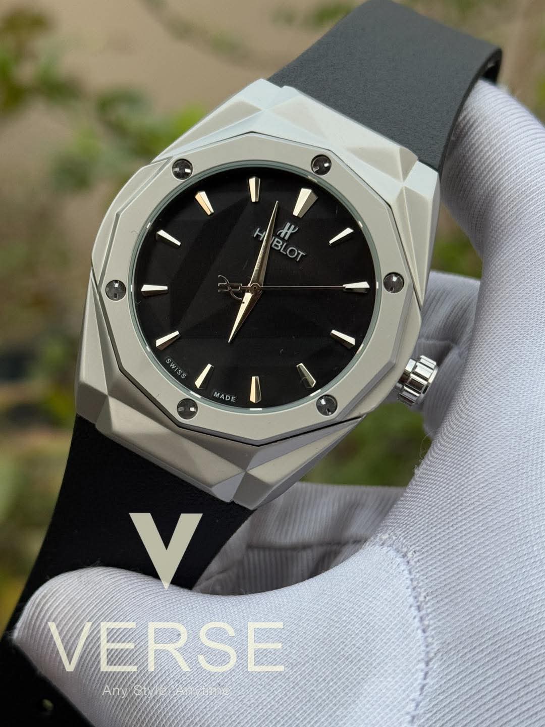 Hublot Orlinski Automatic Black Belt Silver Case Black Dial AA - VERSE - 