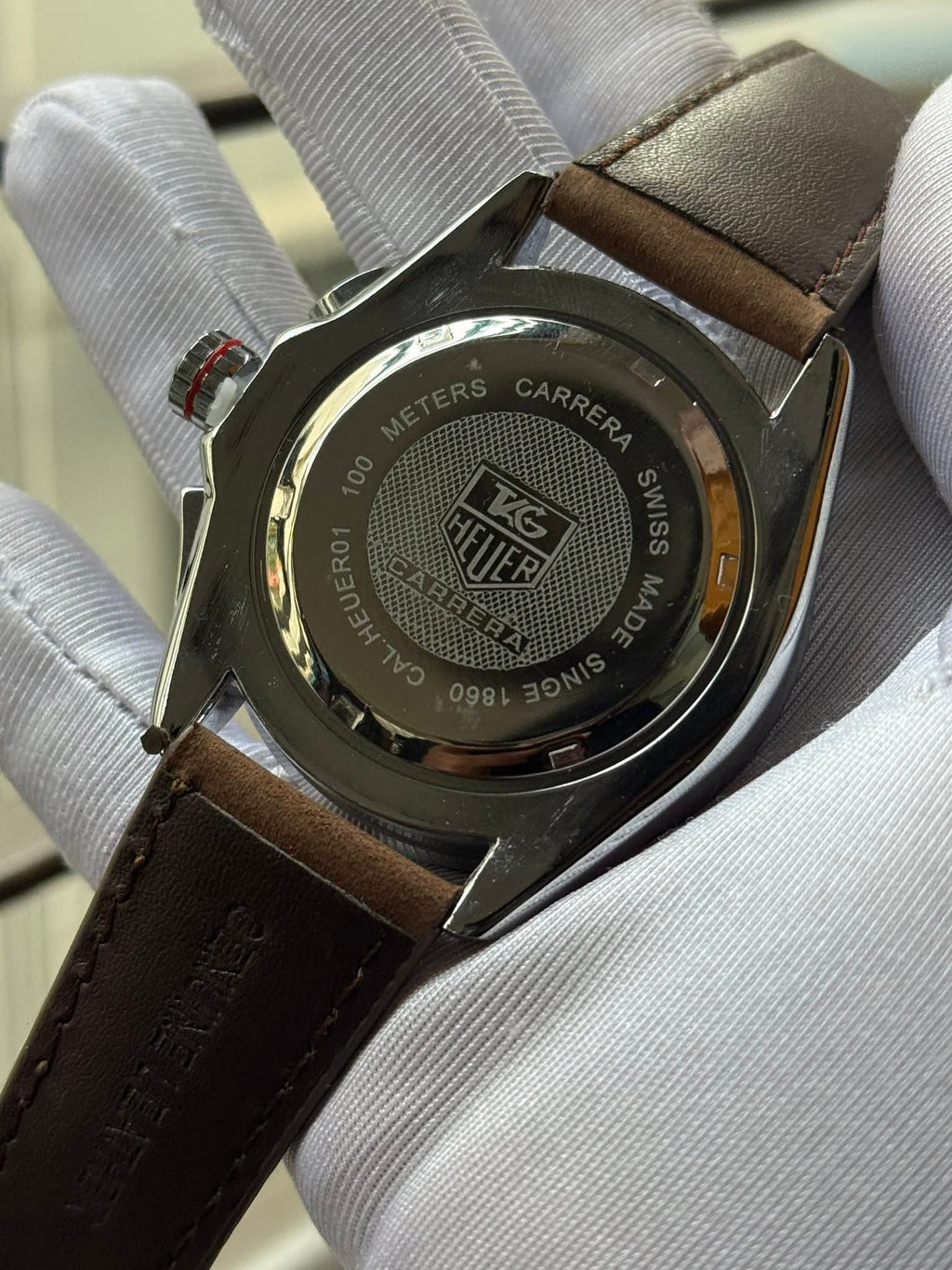 TAG Heuer Grand Carrera RS Chronograph Light/Camel Brown Belt Grey Dial AA - VERSE - 