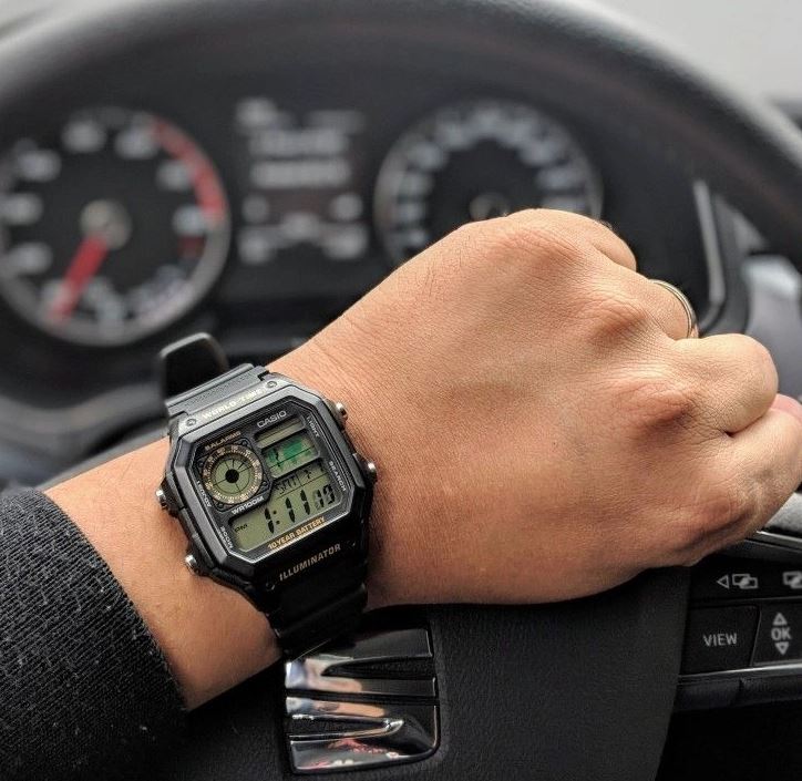 Casio AE-1200WH-1BVDF “Casio Royale” Men’s World Time Digital Watch with Black Resin Band | Casio AE-1200WH-1BVDF