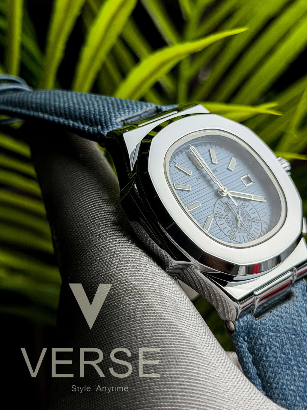 Patek Philippe Nautilus Flyback Quartz | Tiffany Dial Tiffany Denim Strap - ( Double A )