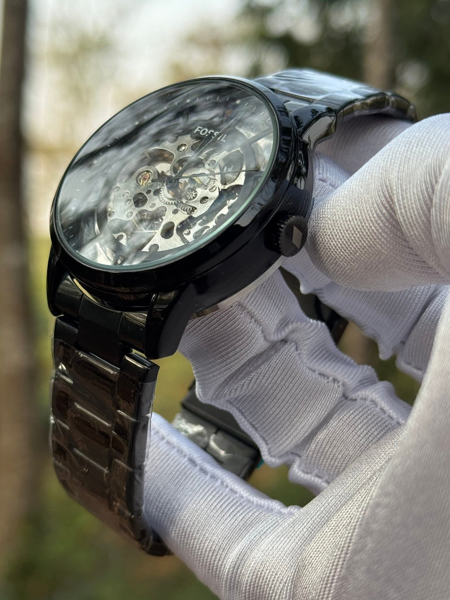 Fossil Townsman Automatic Skeleton Black Stainless Steel Watch | Grey - Tinted Dial AA - VERSE - 