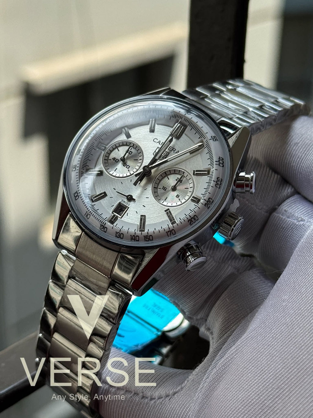 TAG Heuer Carrera Sweep Chronograph White Dial AA - VERSE - 