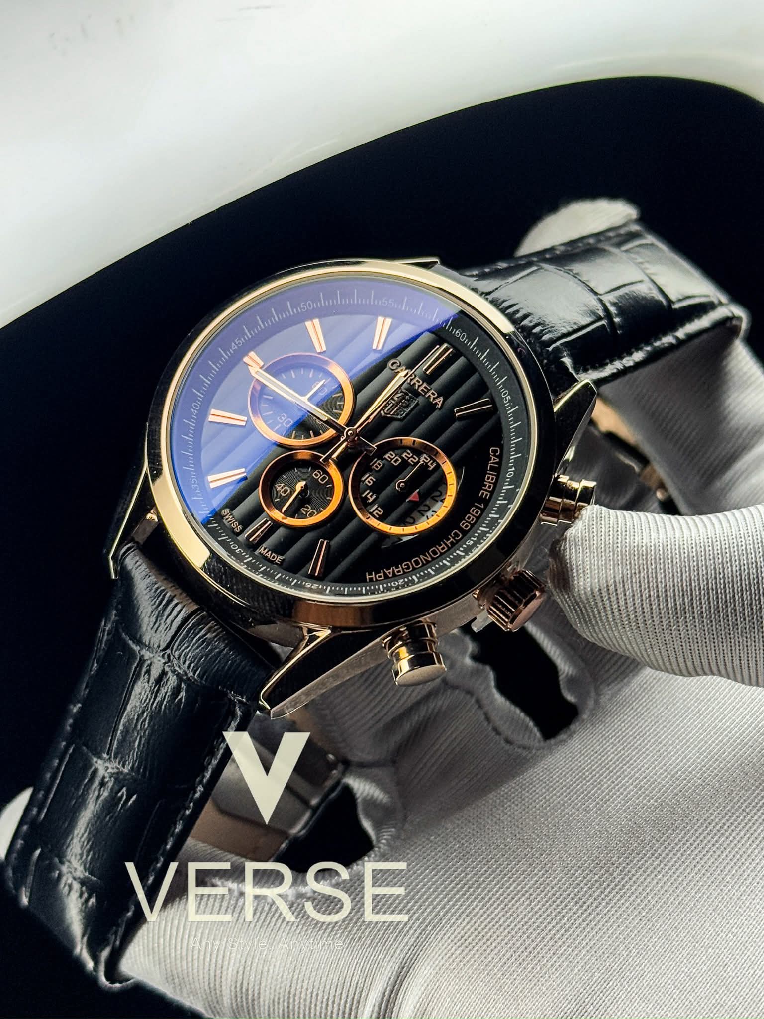 TAG Heuer Carrera Calibre 1969 Black Belt Rose Gold Case AA - VERSE - 