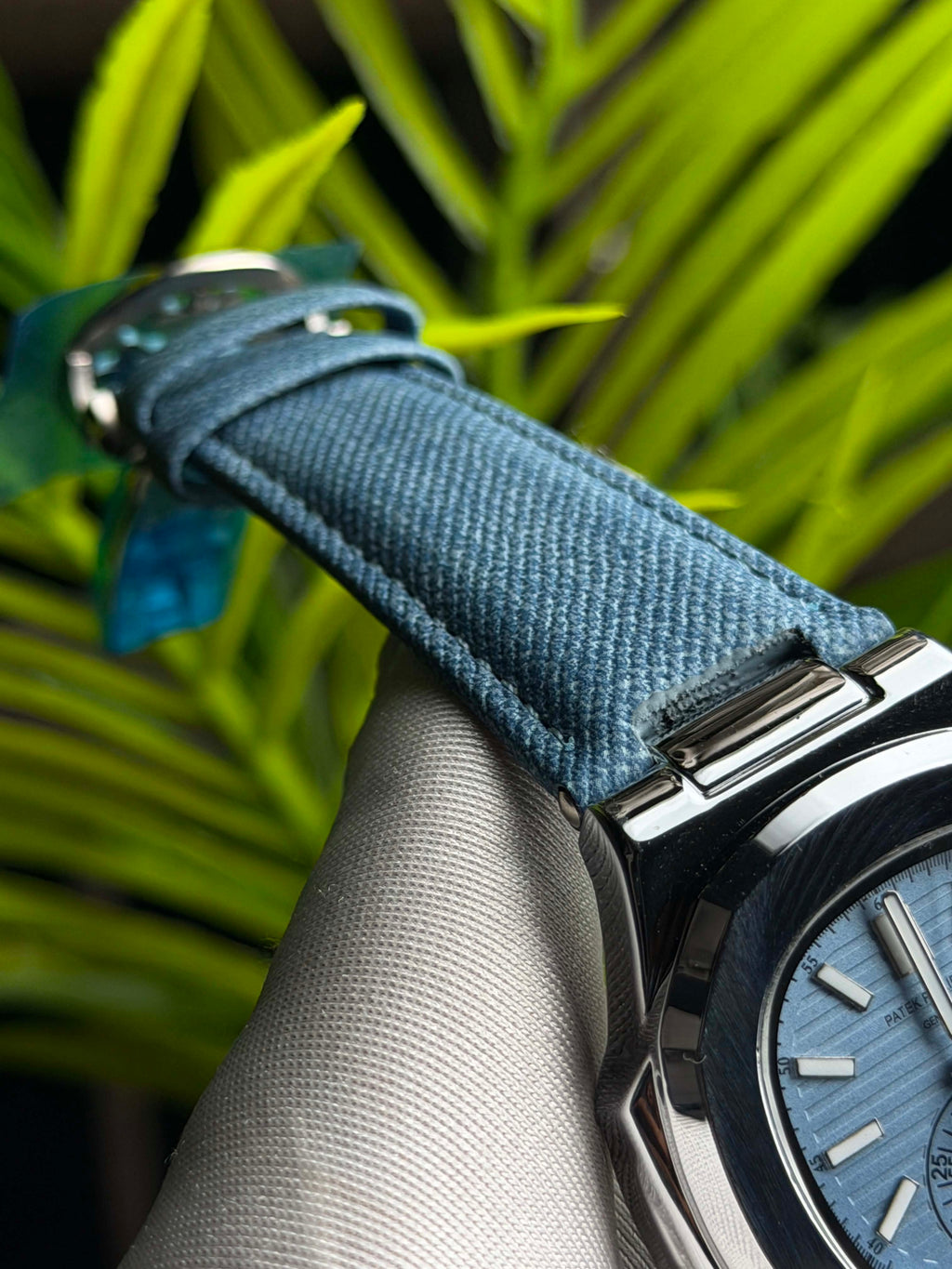 Patek Philippe Nautilus Flyback Quartz | Tiffany Dial Tiffany Denim Strap - ( Double A )