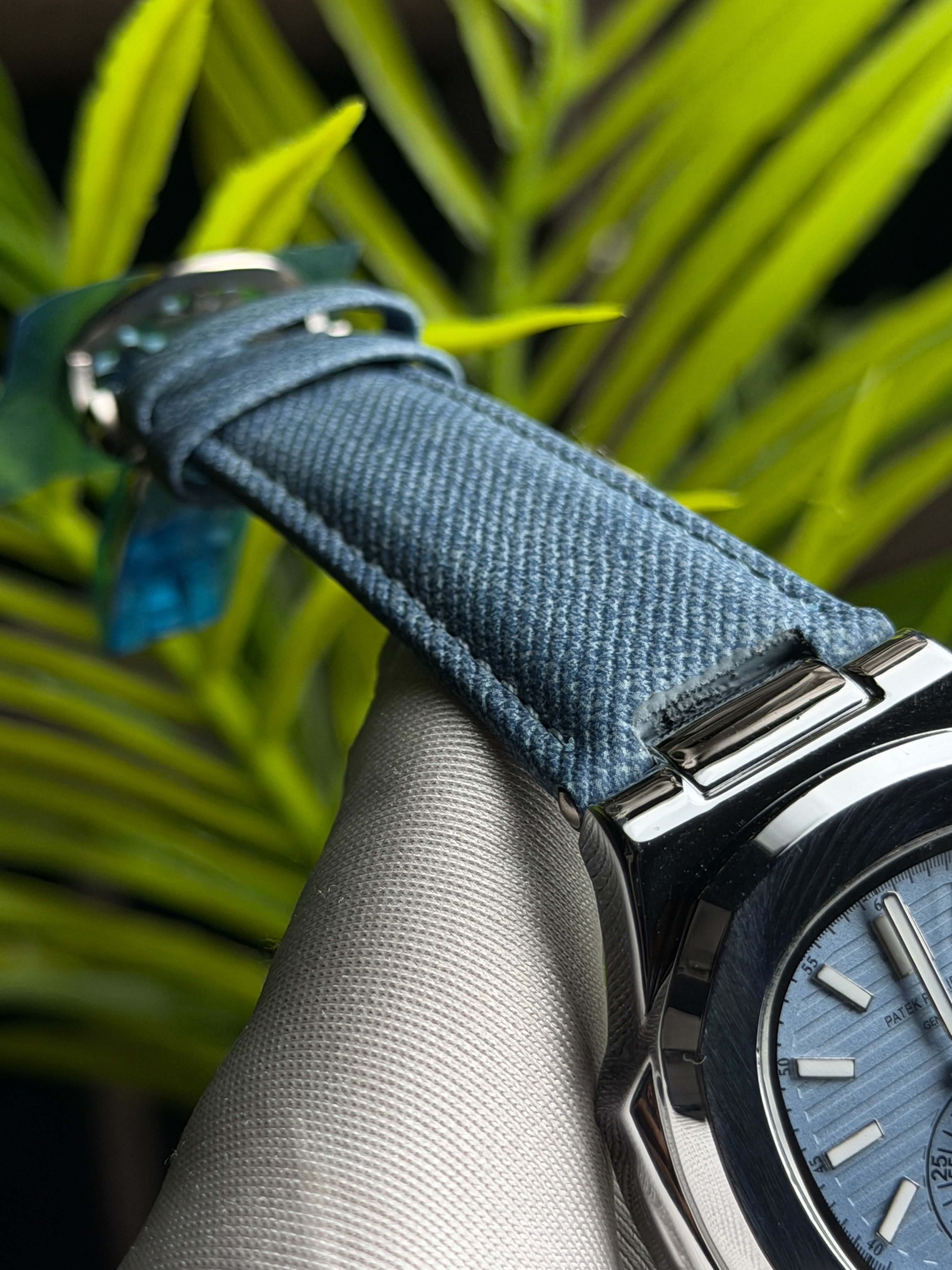 Patek Philippe Nautilus Flyback Quartz | Tiffany Dial Tiffany Denim Strap - ( Double A )
