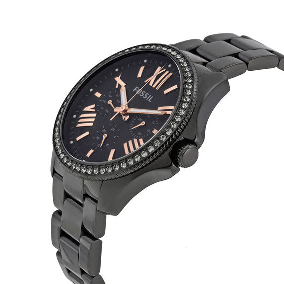 Fossil Cecile Multifunction Matte Black Dial Black Stainless Steel Women's Watch | Fossil AM4522