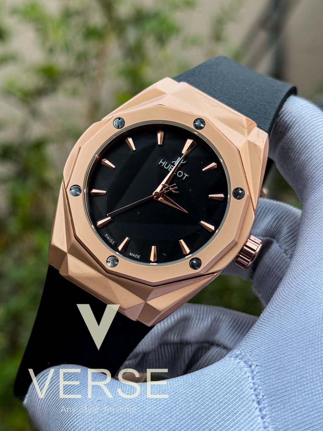 Hublot Orlinski Automatic Black Belt Rose Gold Case Black Dial AA - VERSE - 