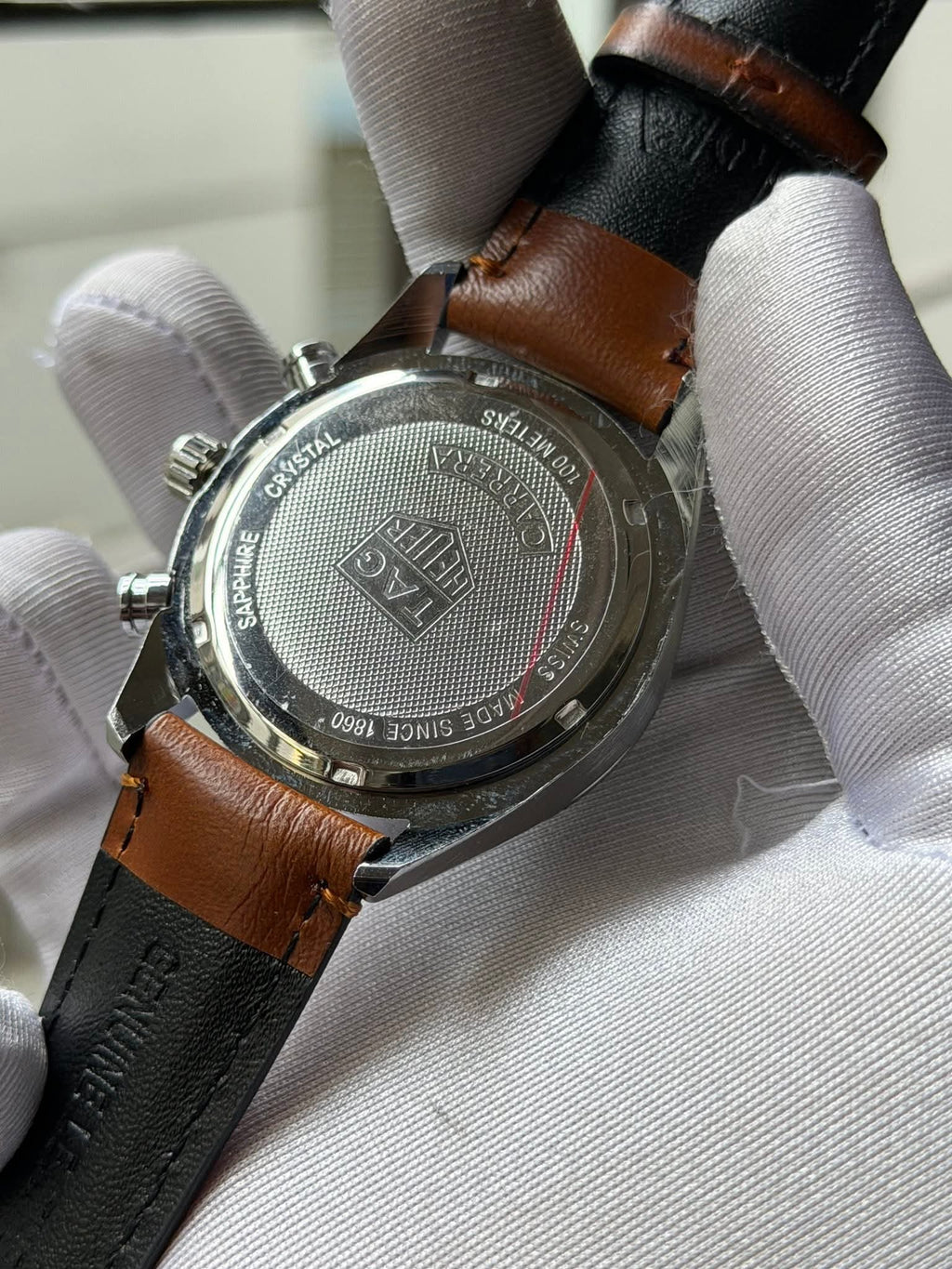 TAG Heuer Carrera Chronosprint "Glassbox" | Midnight Blue Dial Tan Brown Leather - ( Double A )
