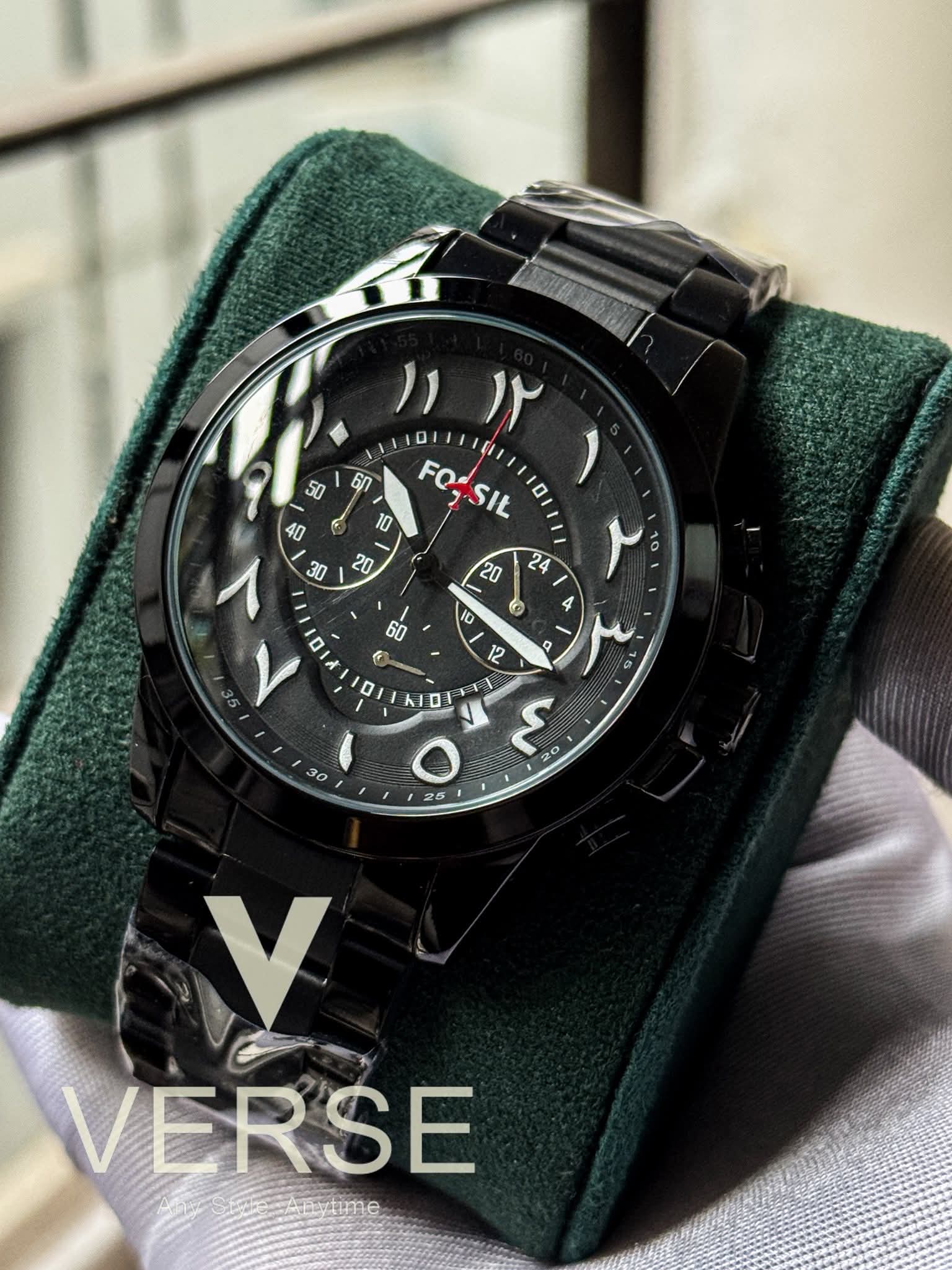 Fossil Grant Chronograph Arabic Dial Black Chain AA - VERSE - 