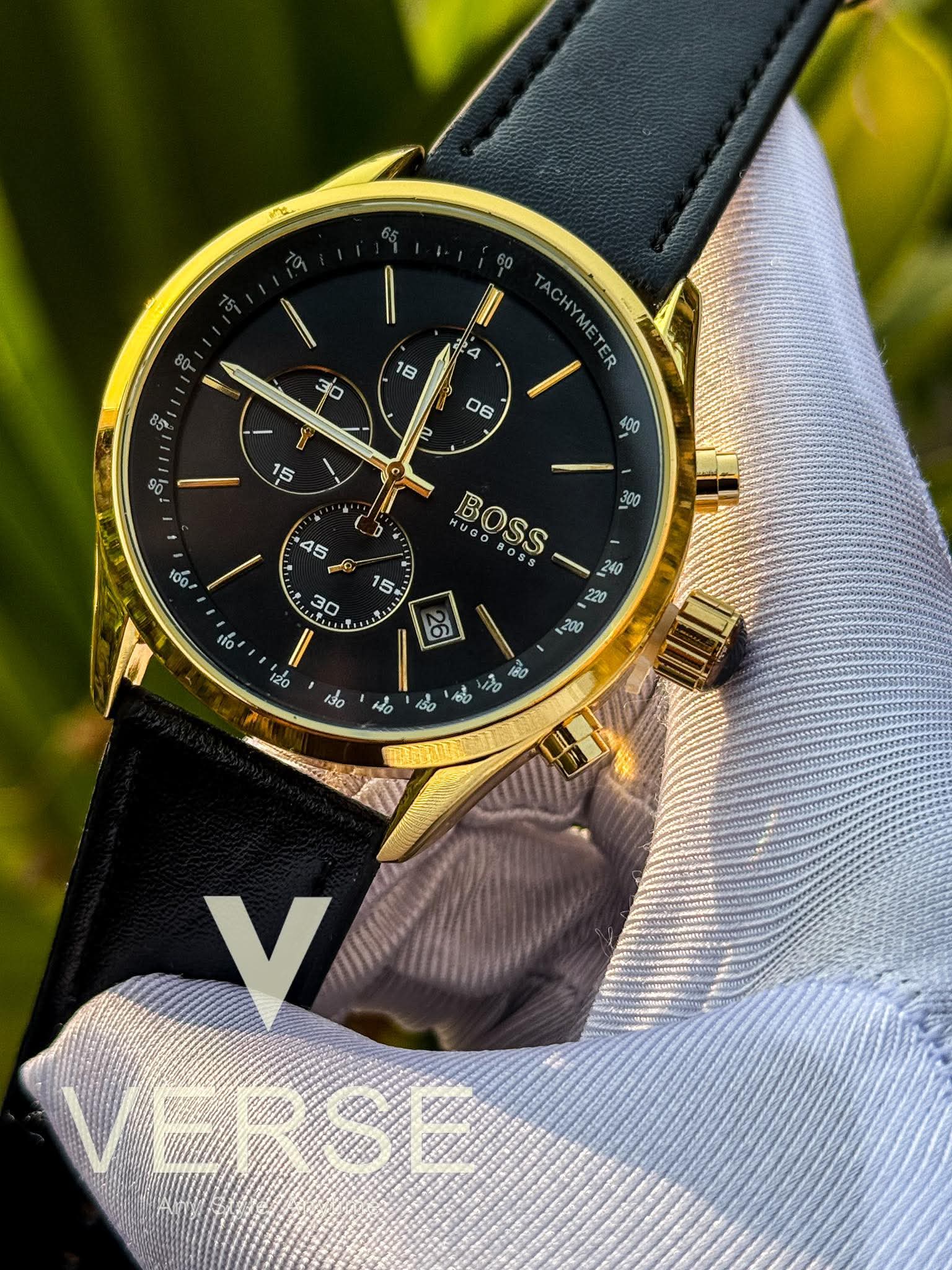 Hugo Boss Grand Prix Chronograph Black Belt Gold Case AA - VERSE - 
