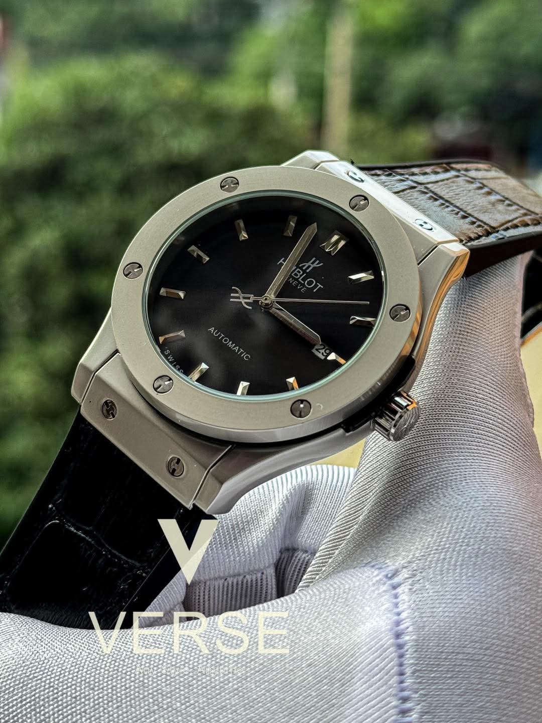 Hublot Classic Fusion Automatic Black Belt Silver Case AA - VERSE - 