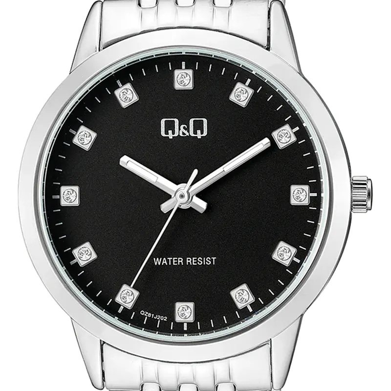 Q&Q Japan Quartz Black Dial Stainless Steel Women's Watch | Q&Q QZ81J202Y