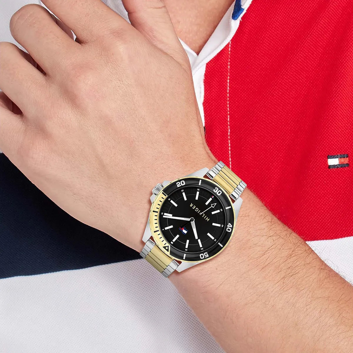 Tommy Hilfiger Logan Black Dial Two-Tone Stainless Steel Men's Watch | Tommy Hilfiger 1792013