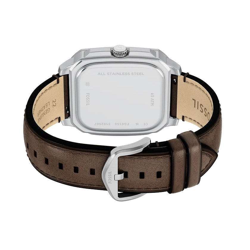 Fossil Crosby Three-Hand Date Satin Green Dial Brown Leather Men's Watch | Fossil FS6150