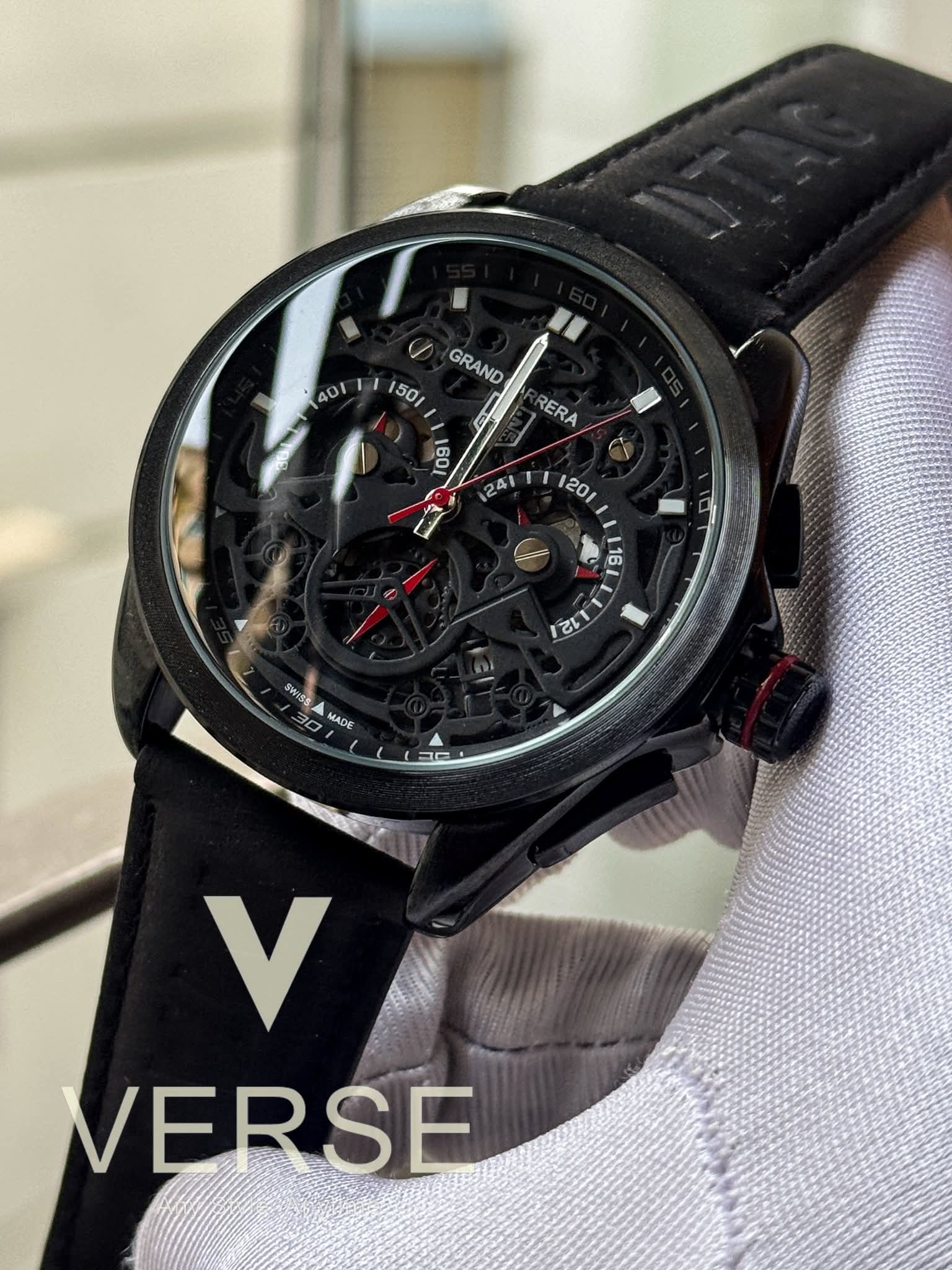 TAG Heuer Grand Carrera RS Chronograph Black Belt Black Dial AA - VERSE - 