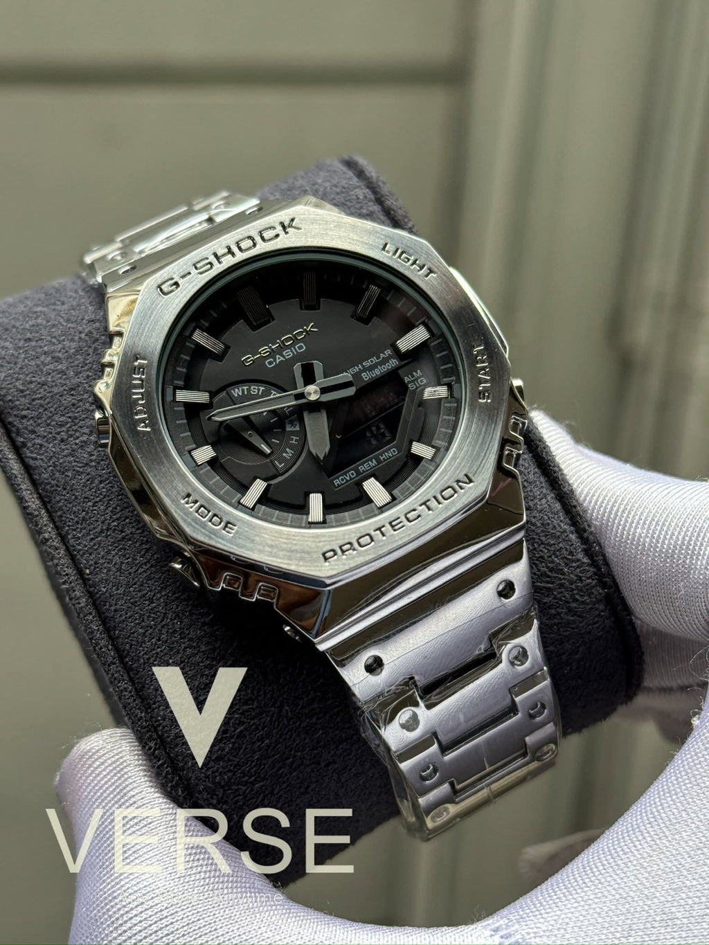 Casio G - Shock GM - B2100D - 1A Silver Chain Black Dial Triple A - VERSE - 