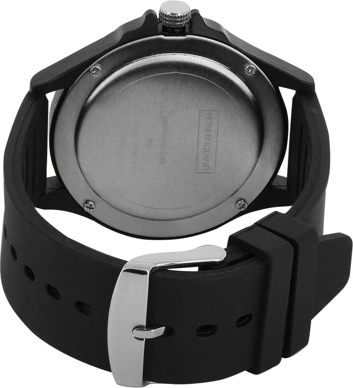 Peter England PE000050C Men’s Analog Watch Silver - Grey Dial, Black Silicone Strap| Peter England PE000050C - VERSE - 