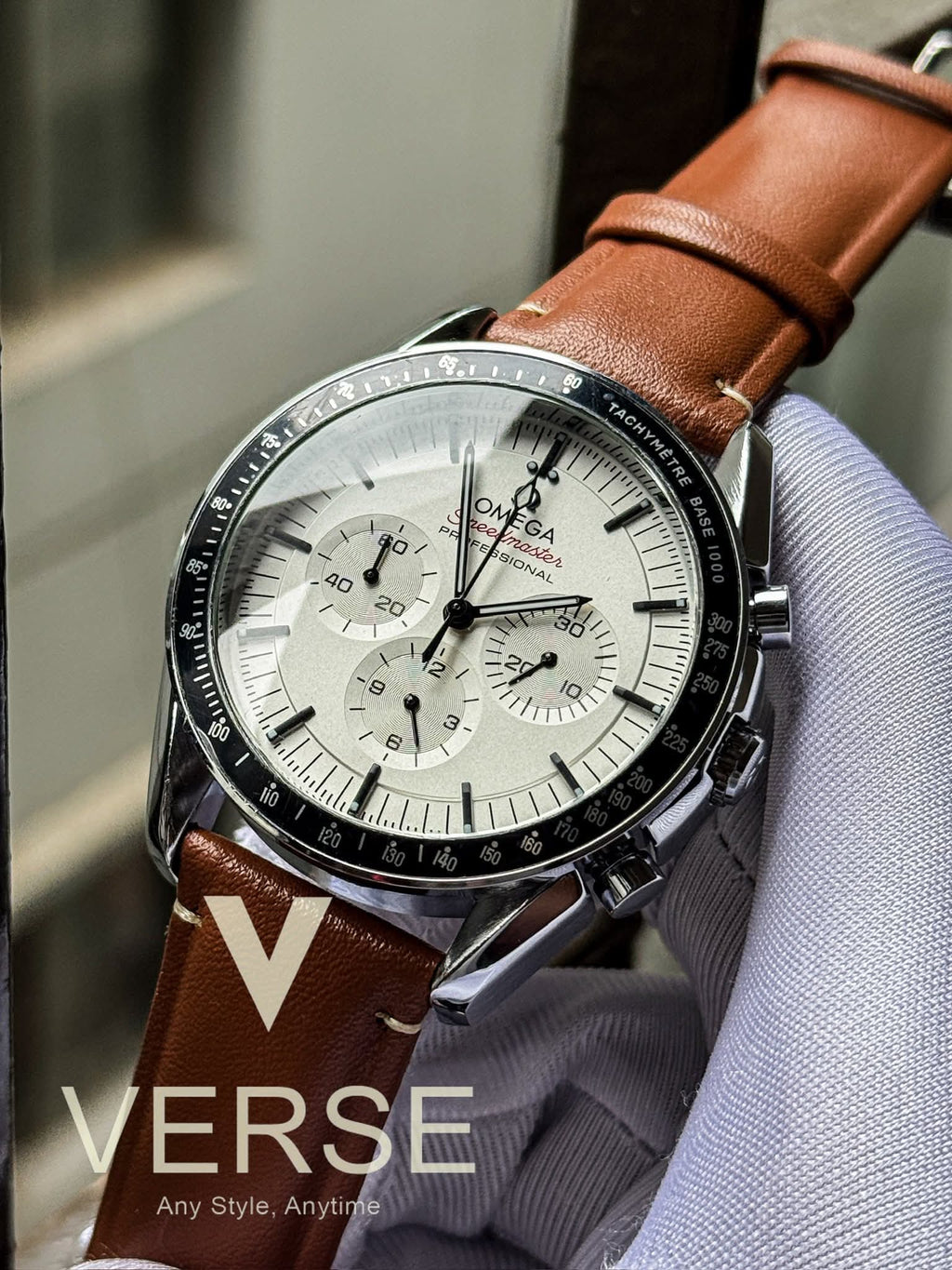 Omega Moonwatch Cognac - Brown Belt White Dial Free Nato Strap OFFER AA - VERSE - 