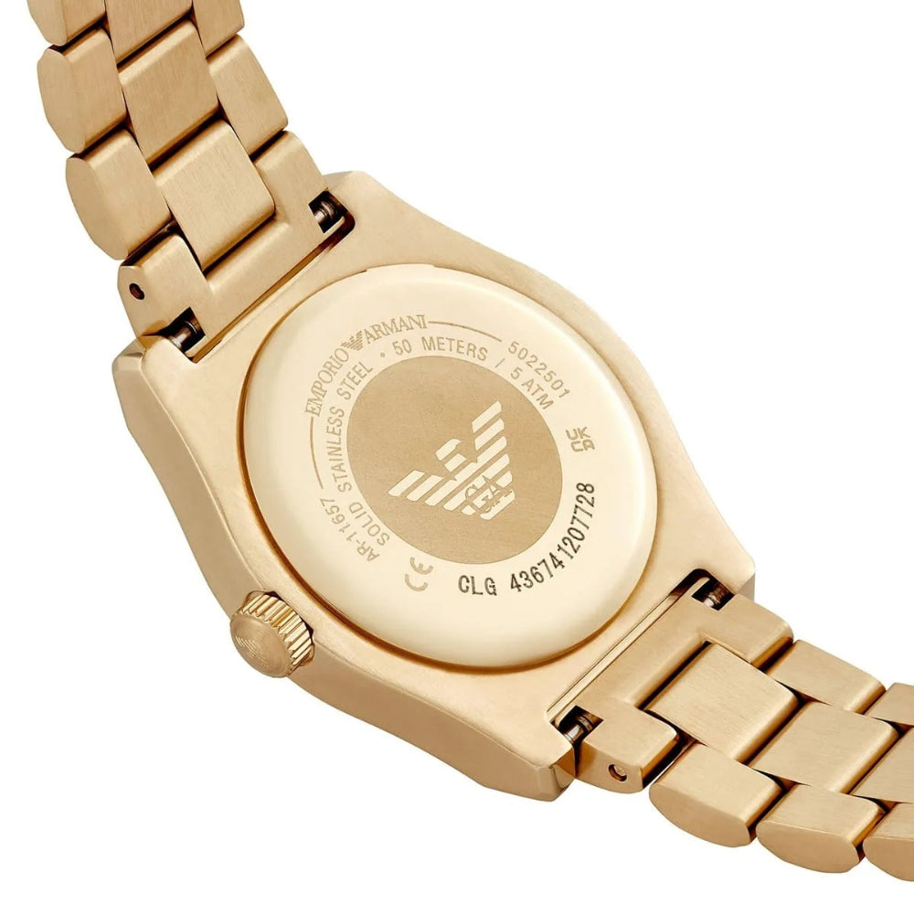 Emporio Armani Federica AR11657 White Mother-of-Pearl Dial Gold-Tone Stainless Steel Women's Watch | Emporio Armani AR11657
