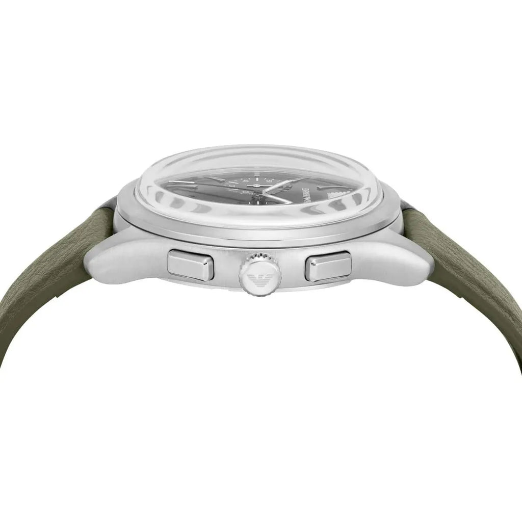 Emporio Armani Dario Chronograph Black Dial Khaki Green Mirum Strap Men's Watch | Emporio Armani AR11693