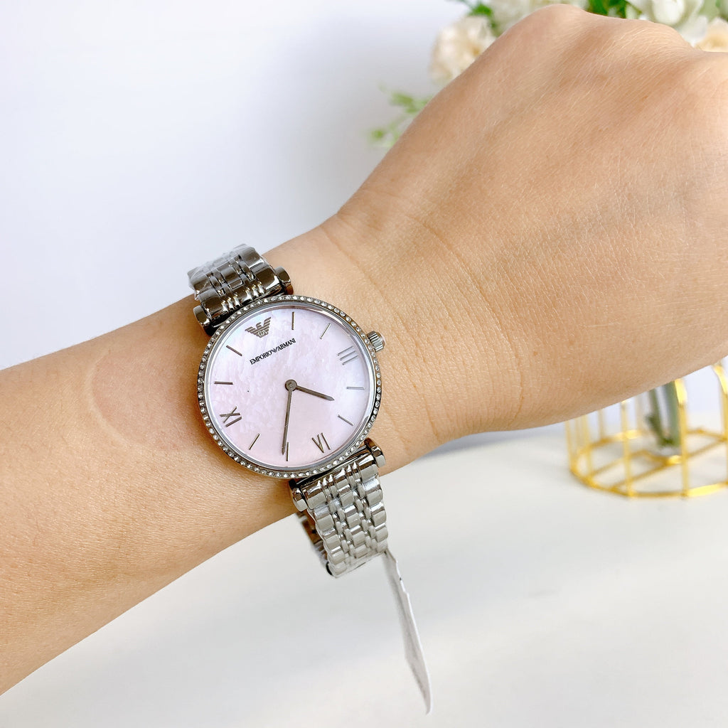 Emporio Armani AR1779 Women’s Pink Mother - of - Pearl Dial Stainless Steel Watch| Emporio Armani AR1779 - VERSE - 