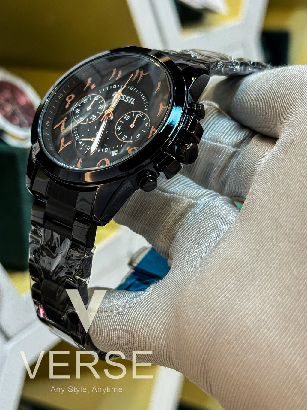 Fossil Grant Chronograph Arabic Black Chain AA - VERSE - 