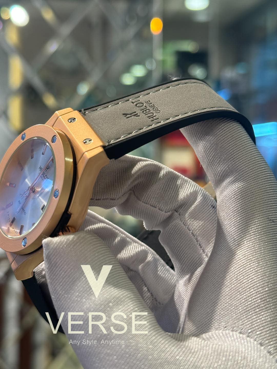 Hublot Classic Fusion Automatic Grey Belt Rose Gold Case AA - VERSE - 