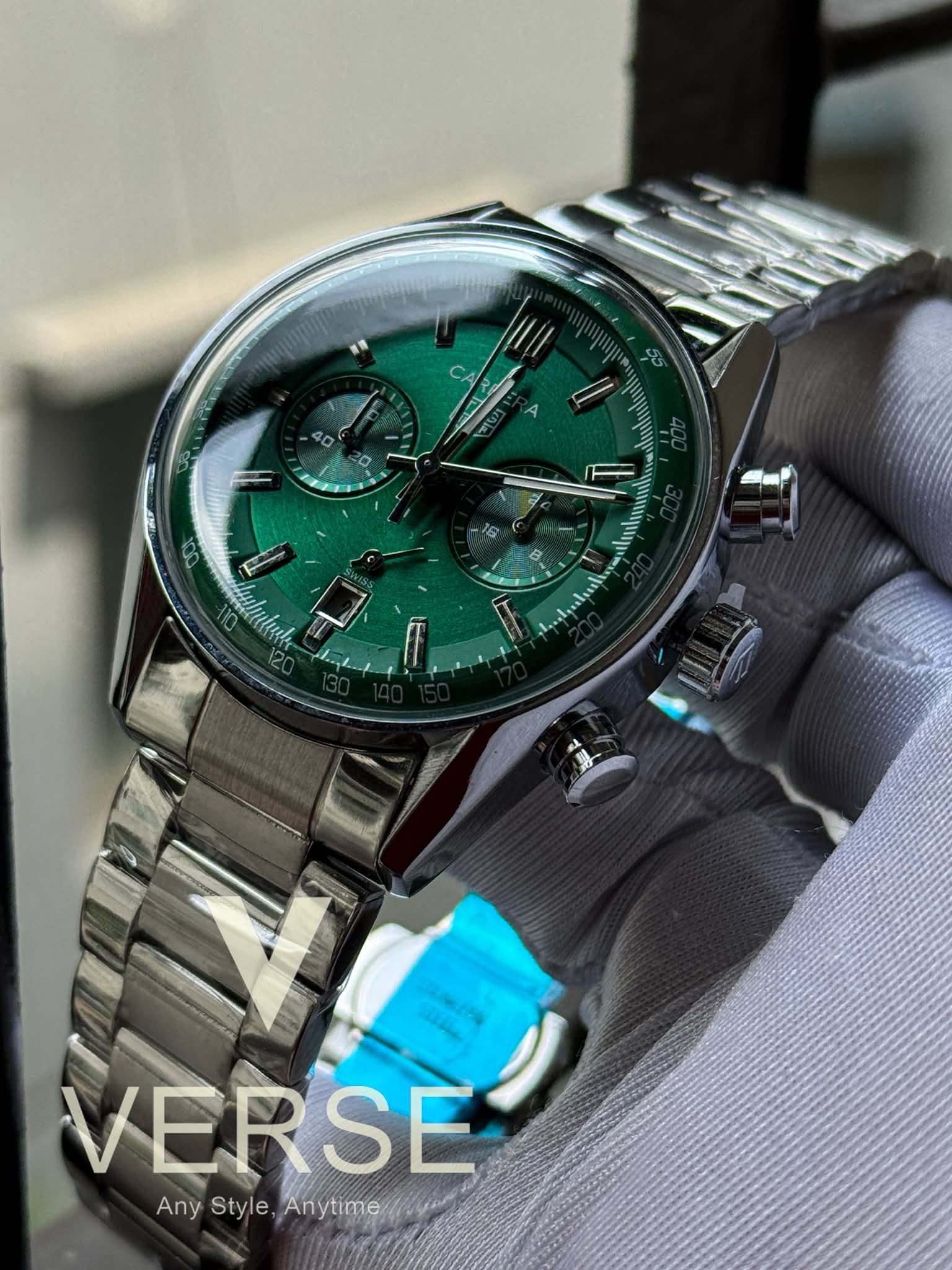 TAG Heuer Carrera Sweep Chronograph Racing Green Dial AA - VERSE - 