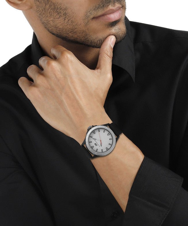 Peter England PE000050C Men’s Analog Watch Silver - Grey Dial, Black Silicone Strap| Peter England PE000050C - VERSE - 