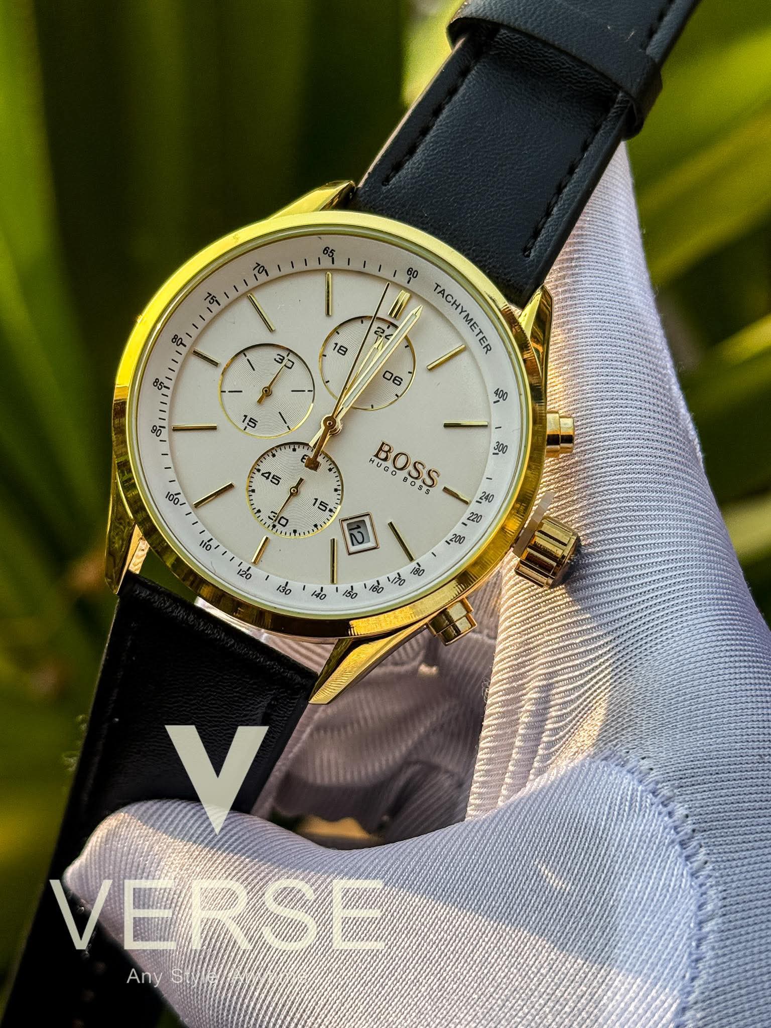 Hugo Boss Grand Prix Chronograph Black Belt Gold Case AA - VERSE - 