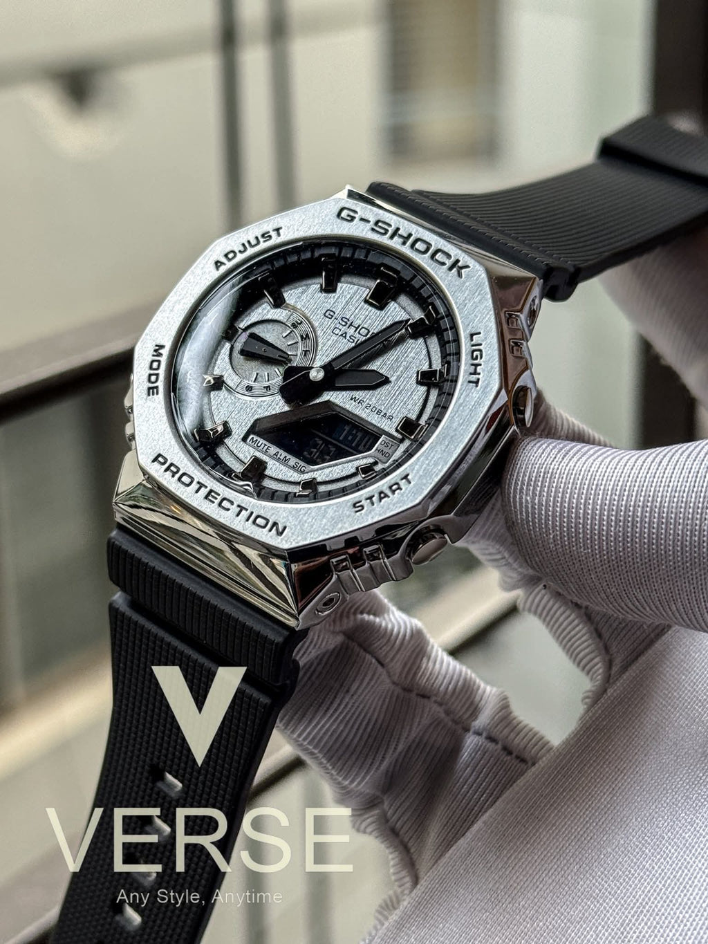 Casio G - Shock GM - 2100 - 1A Black/Silver Triple A - VERSE - 
