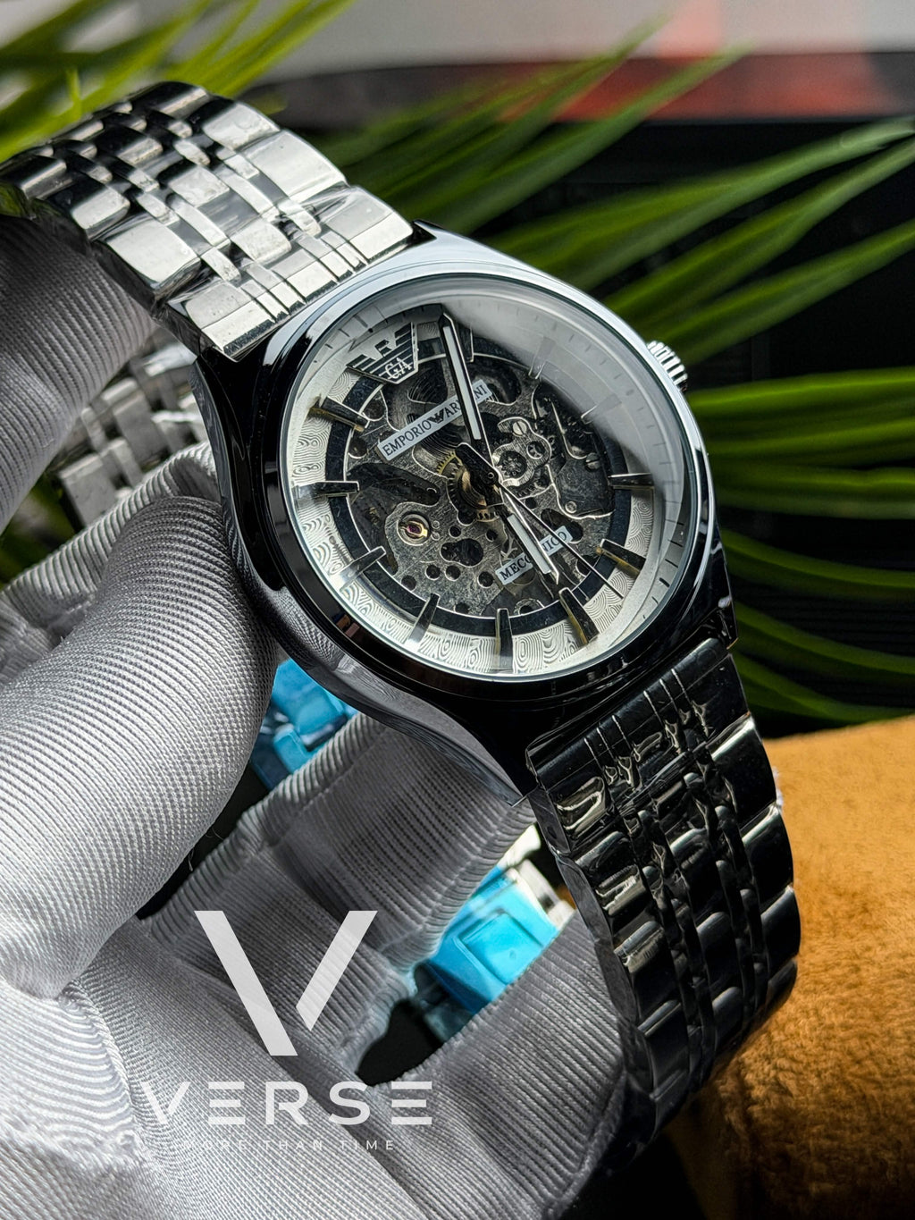 Emporio Armani Antonio Meccanico | White Skeleton Dial - ( Semi Triple A )