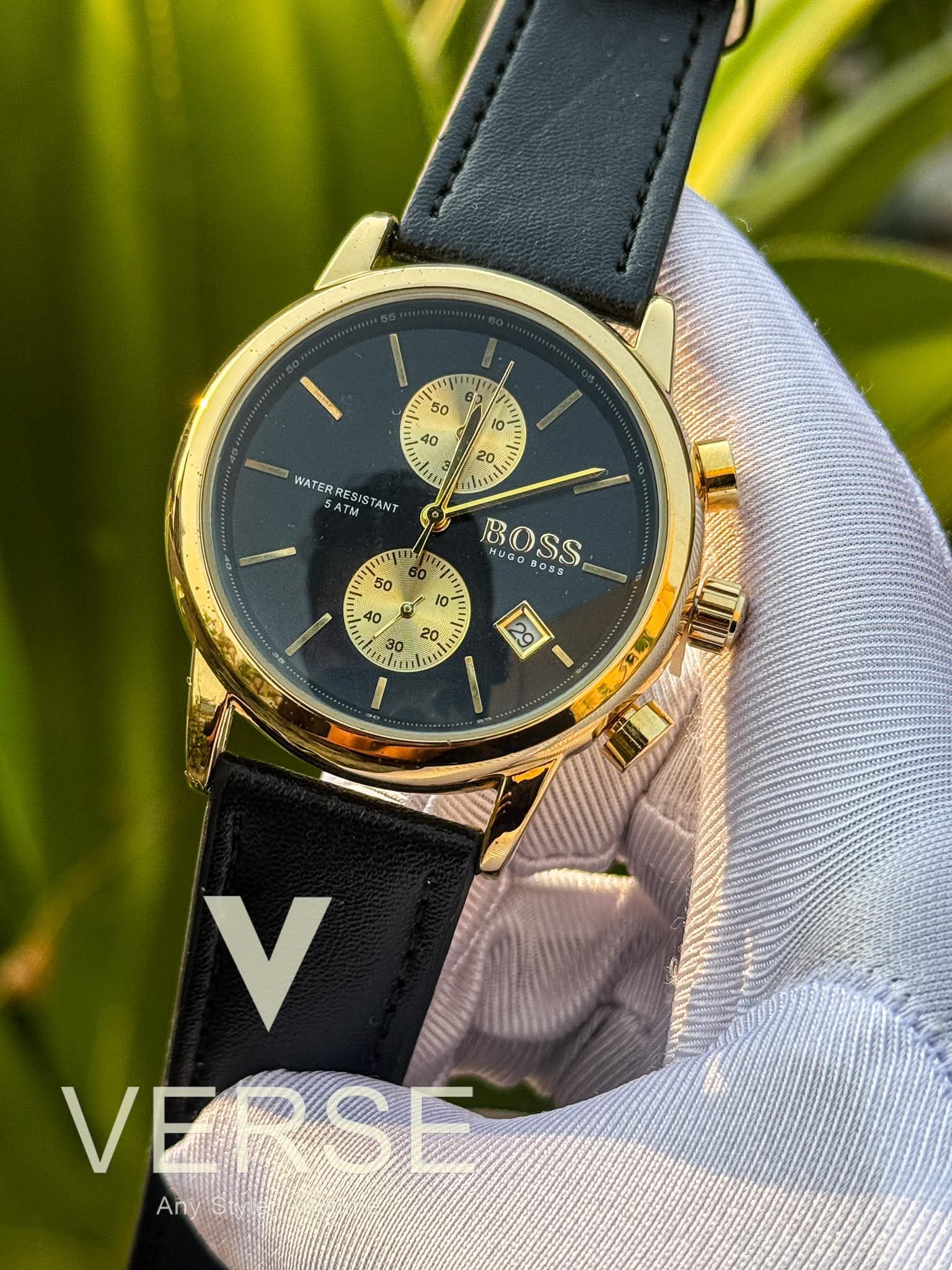 Hugo Boss Chronograph Black Belt Gold Case AA - VERSE - 