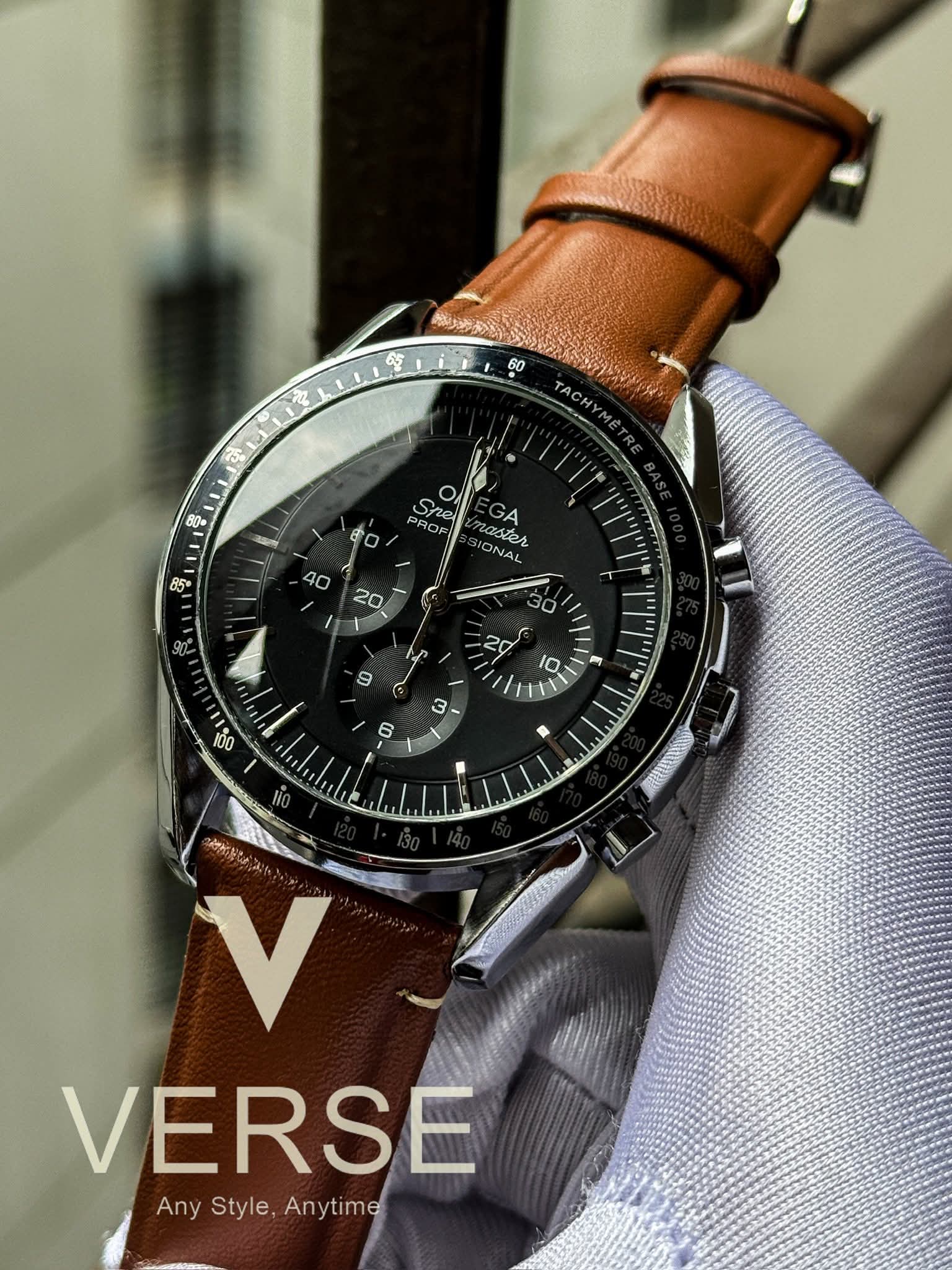 Omega Moonwatch Cognac - Brown Belt Black Dial Free Nato Strap OFFER AA - VERSE - 