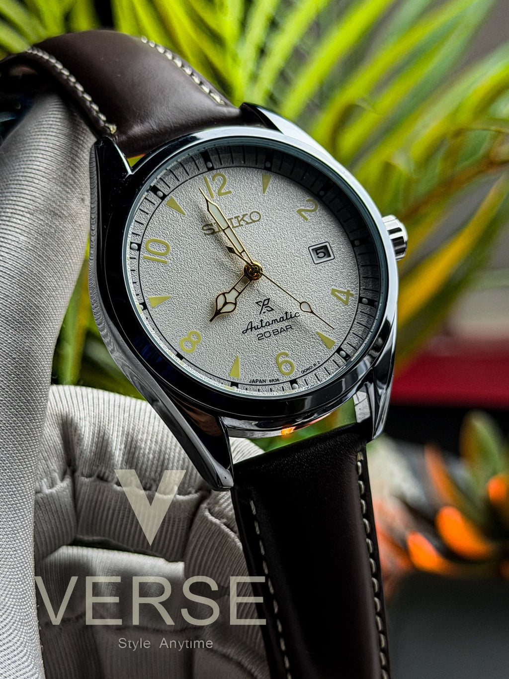 Seiko Prospex “Baby Alpinist” Automatic | Cream White Dial Brown Leather - ( Semi Triple A )