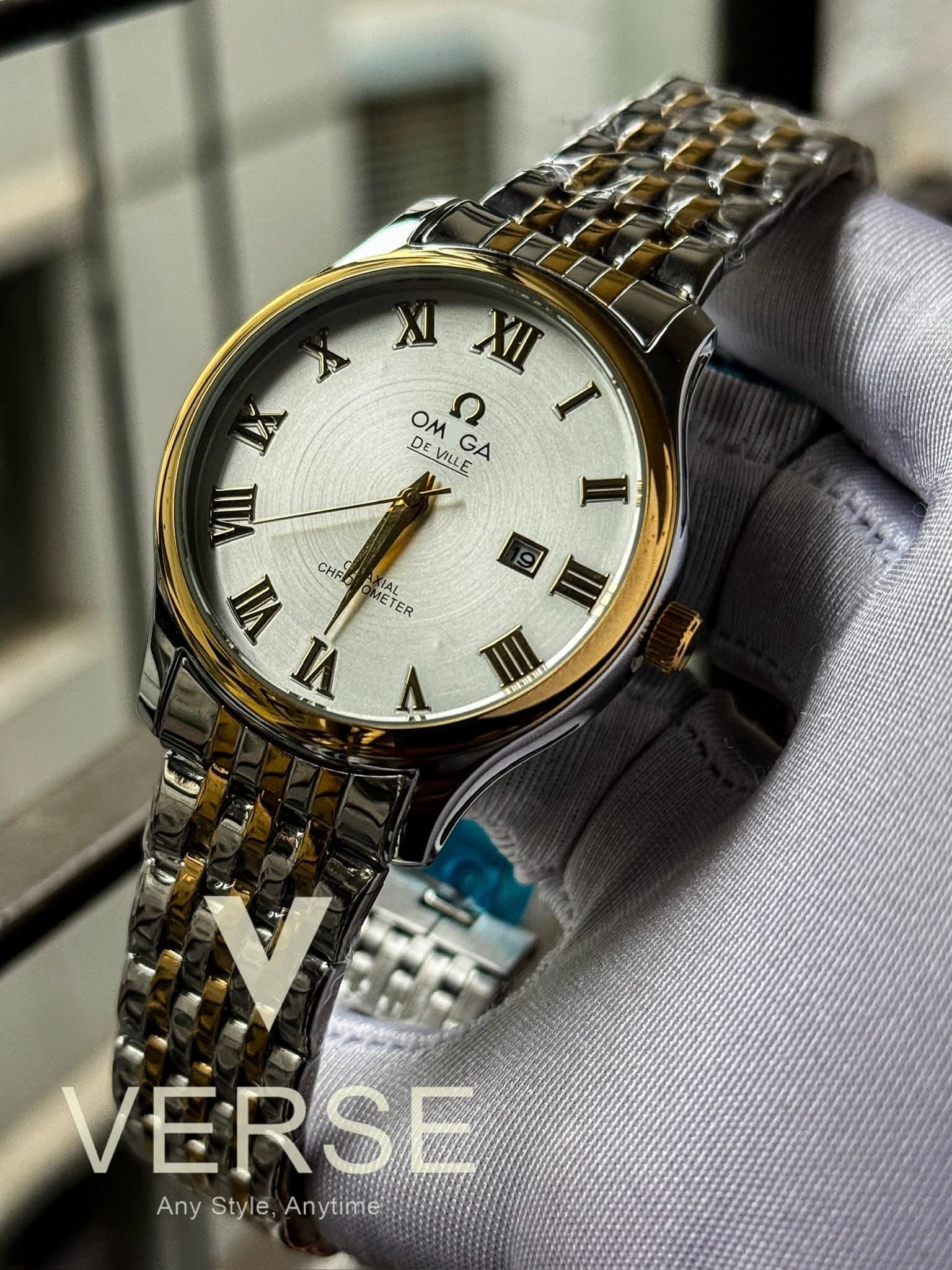 Omega De Ville TwoTone Chain White Dial Sweep AA - VERSE - 