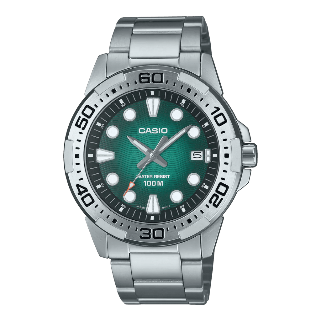 Casio MTD - 140D - 3AV Marine Sport Green Dial Men's 100M Stainless Steel Watch | Casio MTD - 140D - 3AV - VERSE - 