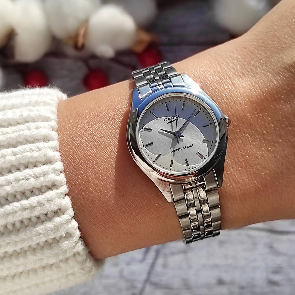 Casio LTP-1129A-7ARDF Opaline White Dial Stainless Steel Women's Watch | Casio LTP-1129A-7ARDF