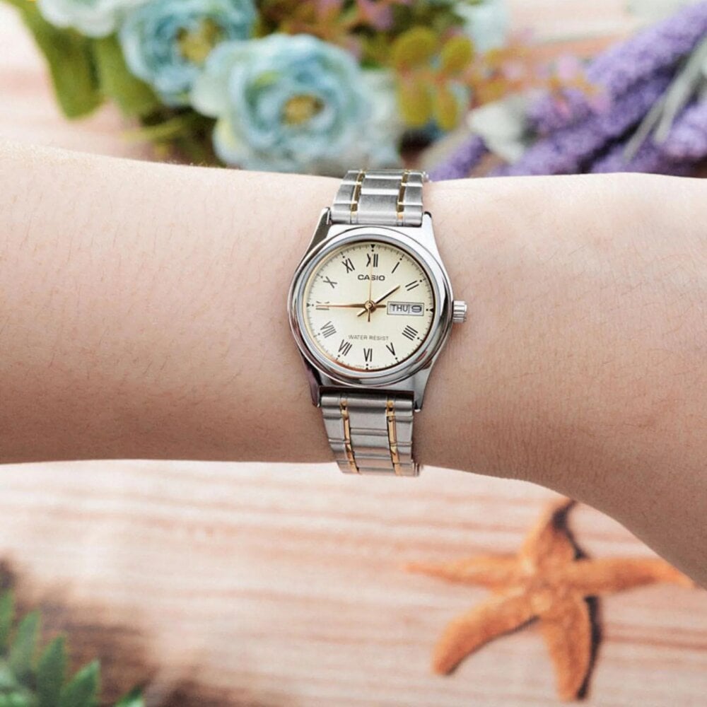 Casio LTP-V006SG-9BUDF Champagne Dial Two-Tone Stainless Steel Women's Watch | Casio LTP-V006SG-9BUDF