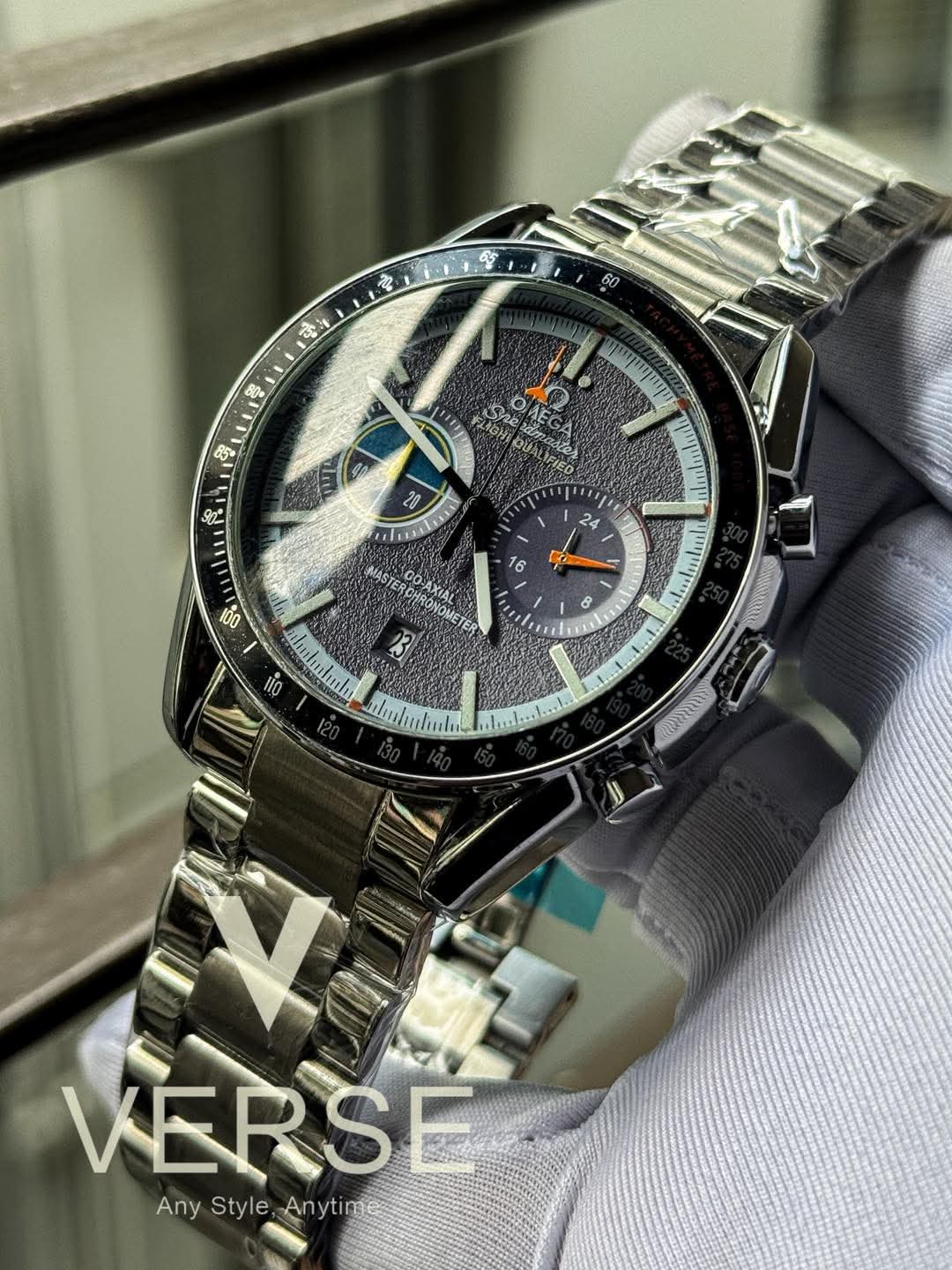 Omega Speedmaster Pilot Chronograph | Blue Dial Silver Chain - AA - VERSE - 