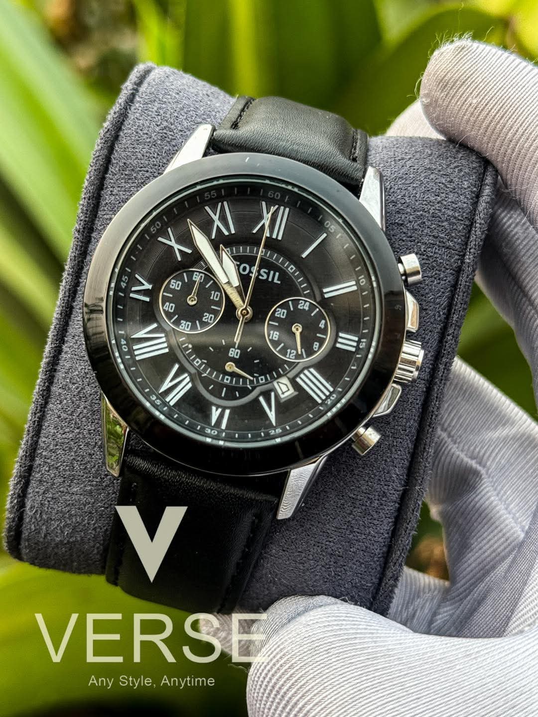 Fossil Grant Chronograph Black Belt Black Bezel AA - VERSE - 