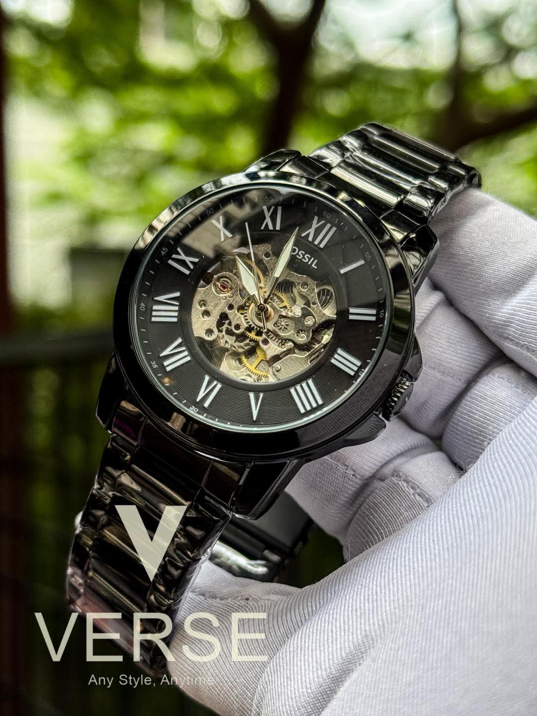 Fossil Automatic Black Chain Black Dial AA - VERSE - 