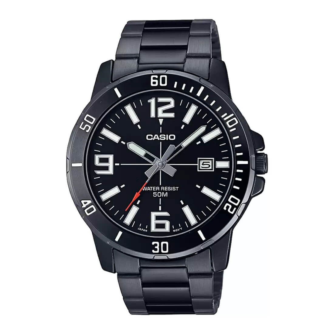 Casio Enticer MTP-VD01B-1BVUDF Black Dial Black Stainless Steel Men's Watch | Casio MTP-VD01B-1BVUDF