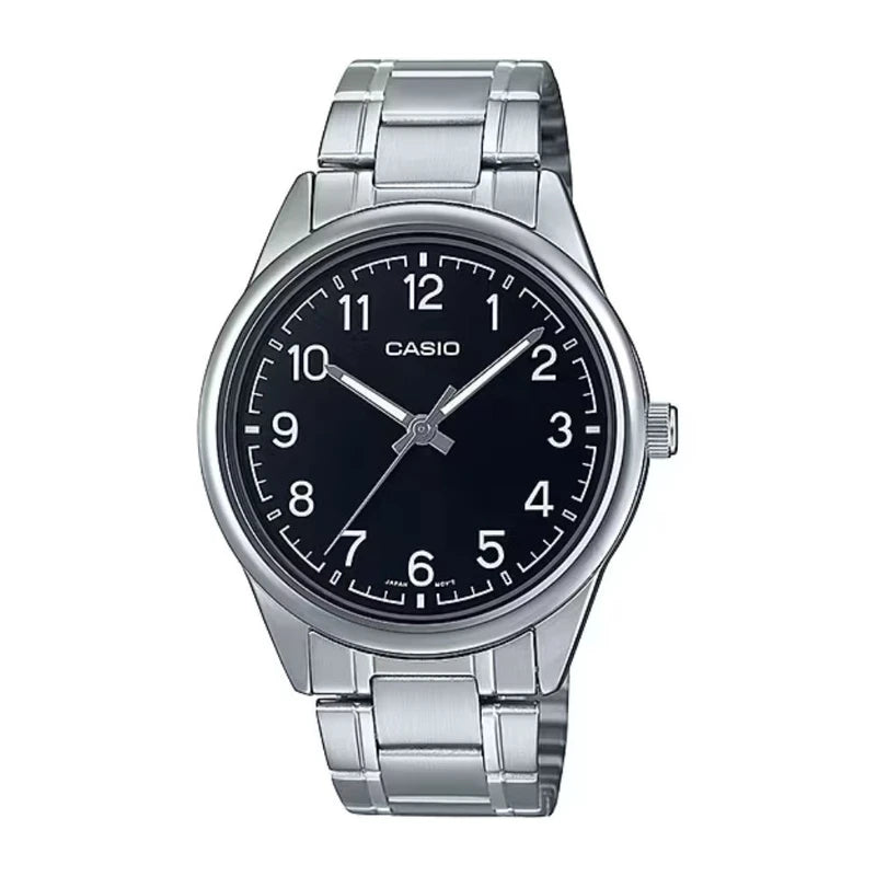Casio MTP - V005D - 1B4UDF Men’s Black Dial Silver Stainless Steel Watch | Casio MTP - V005D - 1B4UDF - VERSE - 