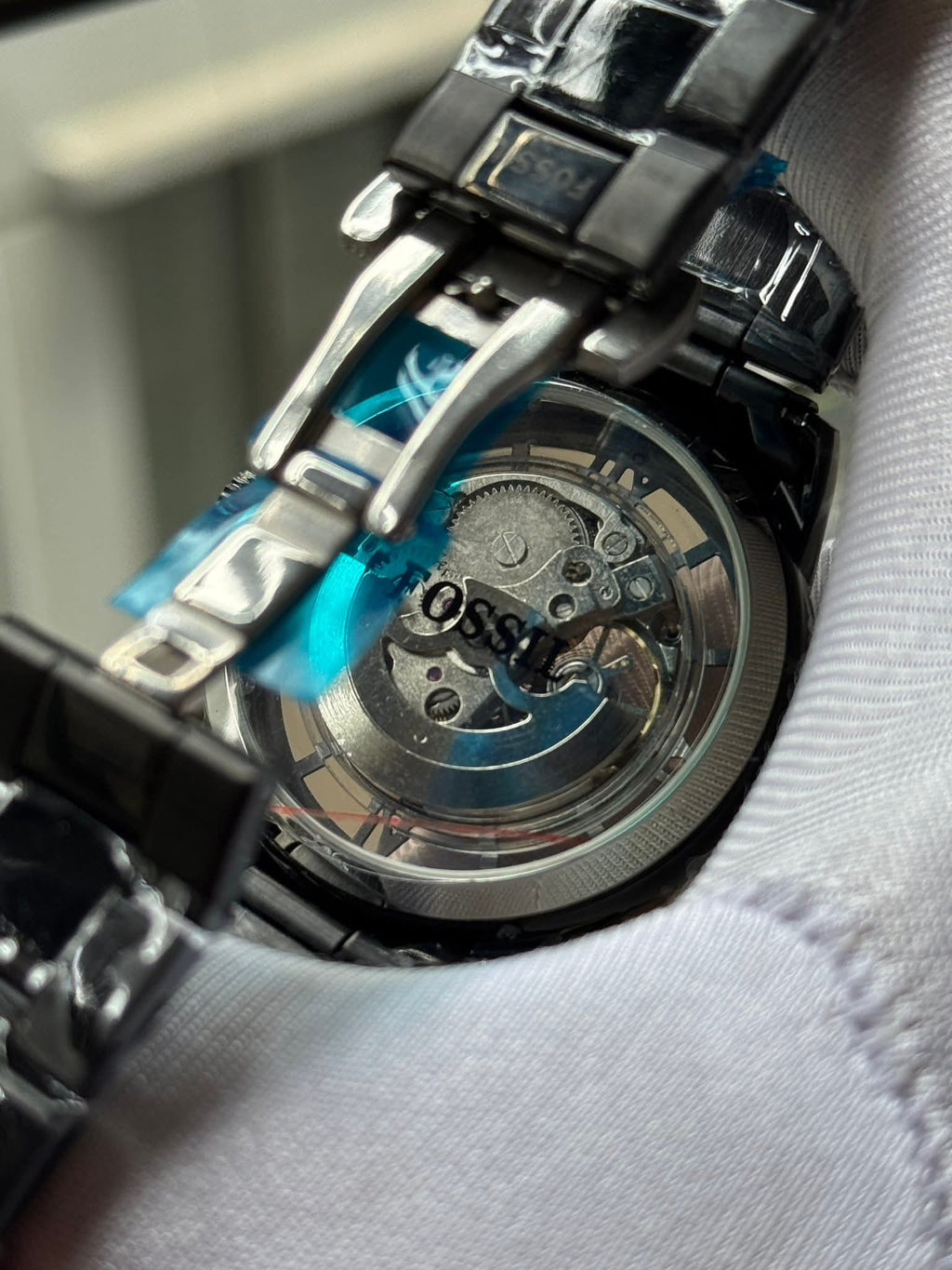 Fossil Automatic Skeleton Black Chain Brown Glass AA - VERSE - 