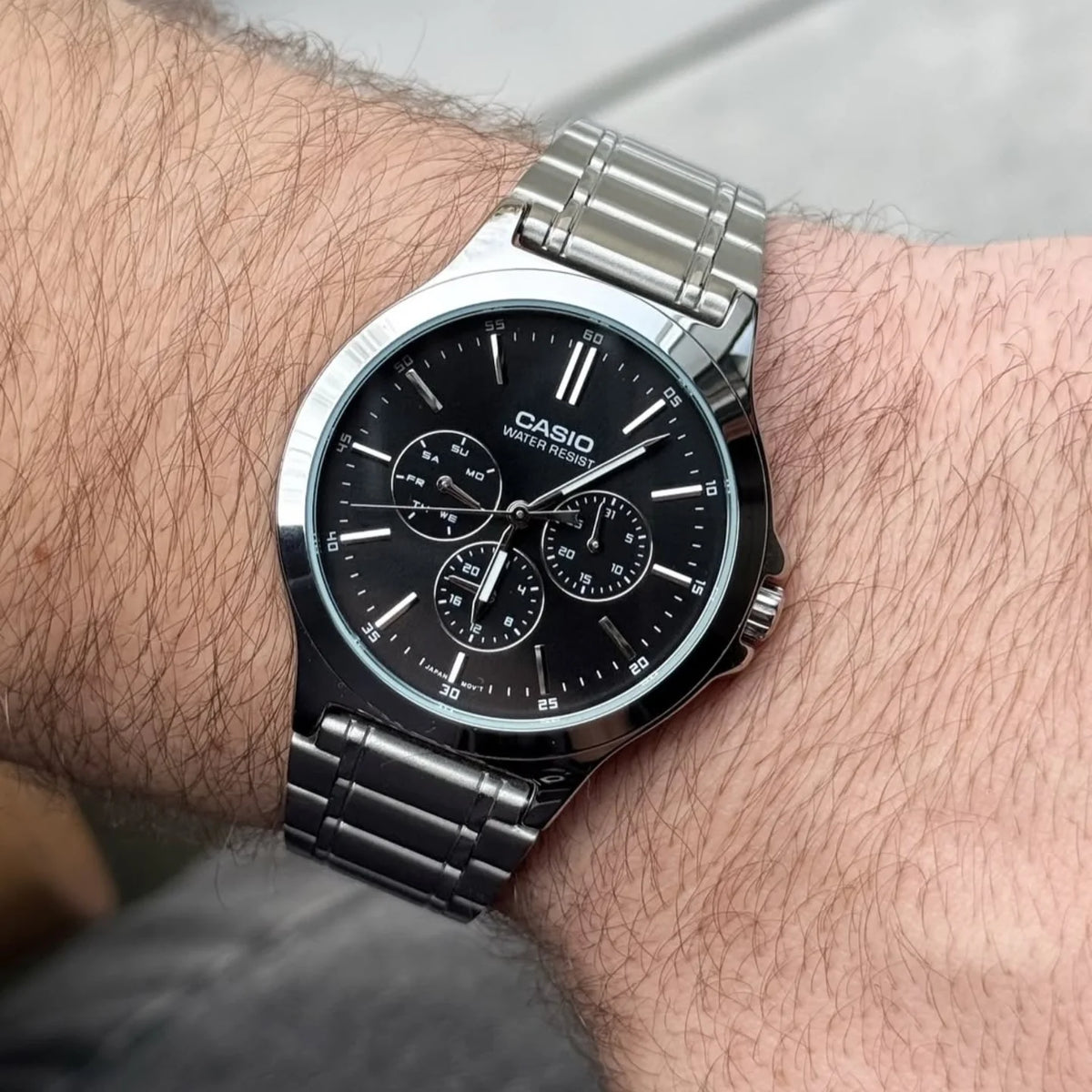 Casio Enticer MTP-V300D-1AUDF Black Dial Stainless Steel Men's Multifunction Watch | Casio MTP-V300D-1AUDF