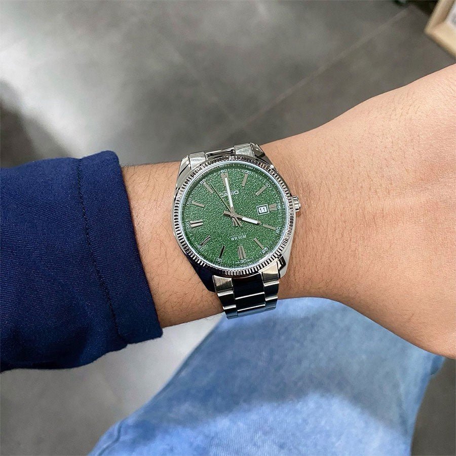 Casio MTP - 1302DA - 3AVDF Men’s Silver Stainless Steel Watch with Matte Green Dial | Casio MTP - 1302DA - 3AVDF - VERSE - 