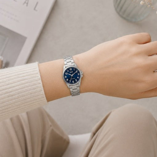 Q&Q Japan Quartz Blue Dial Stainless Steel Women's Watch | Q&Q C37A-001PY