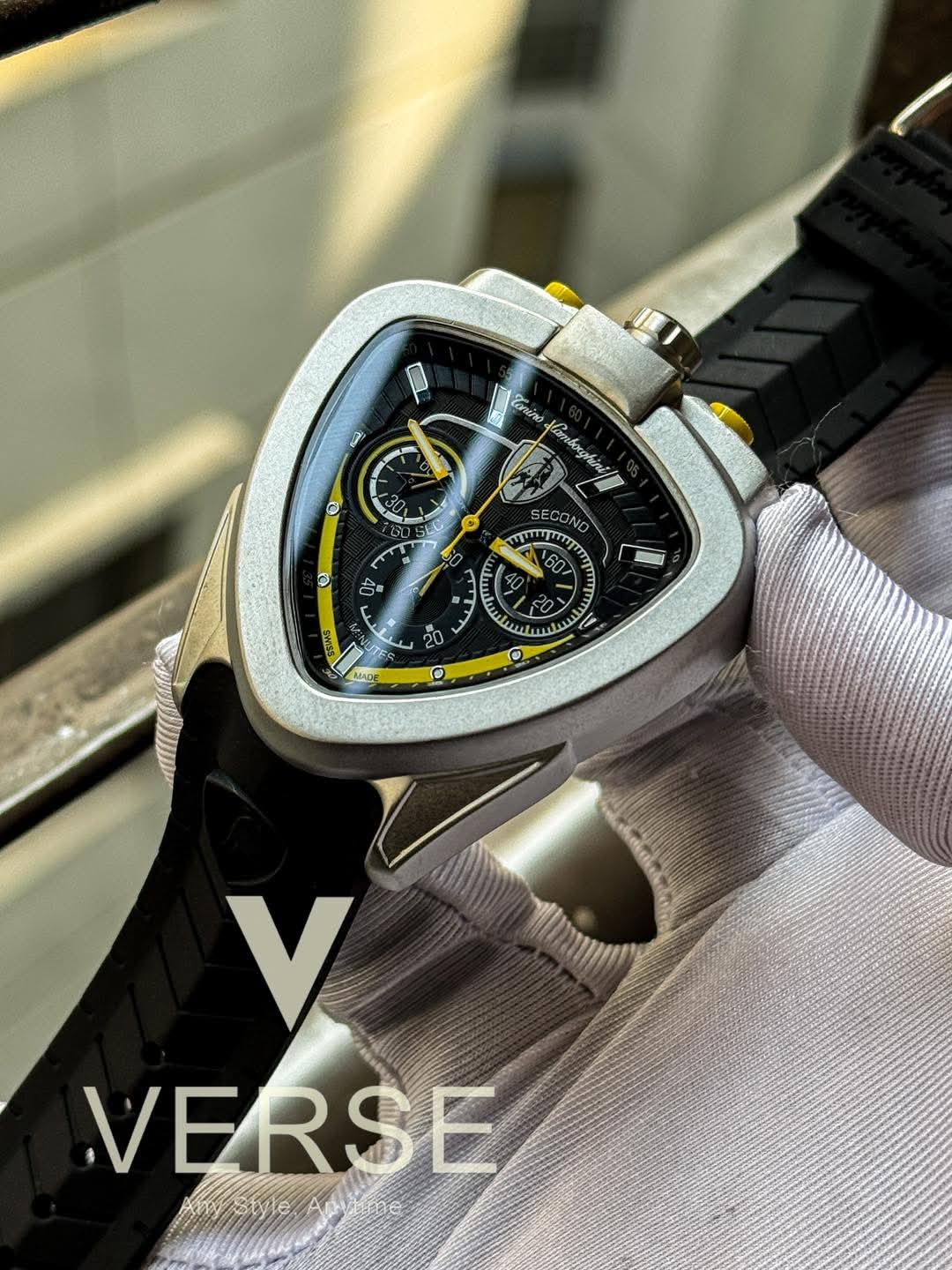 Tonino Lamborghini Chronograph Black Belt Yellow Hands AA - VERSE - 
