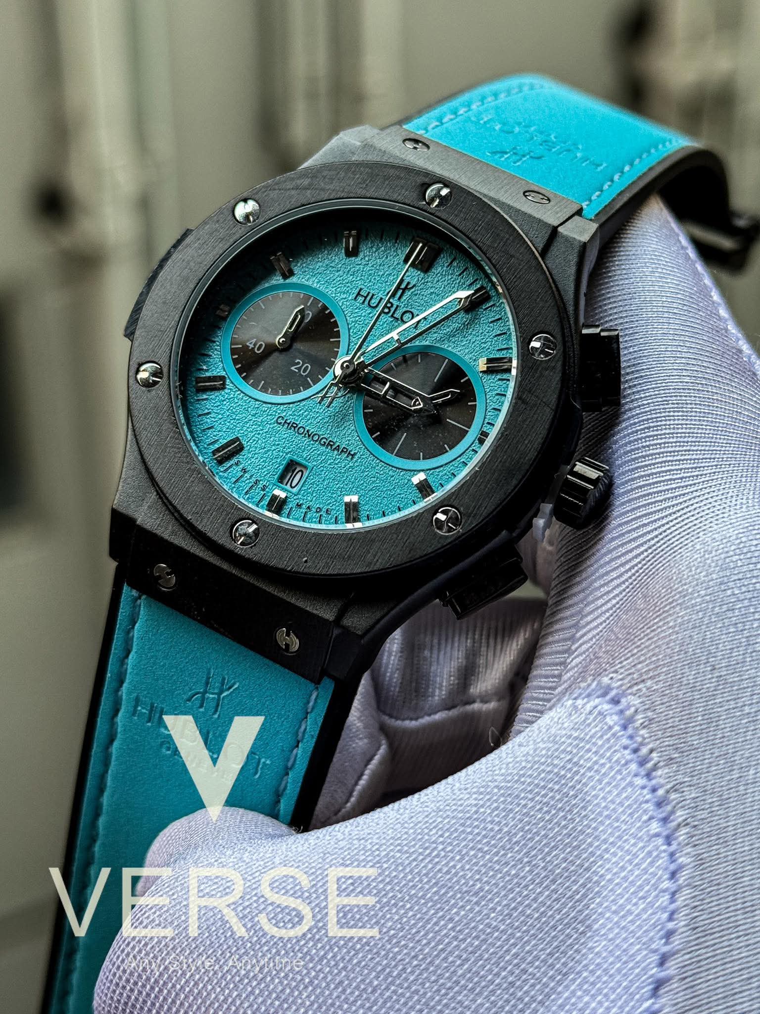 Hublot Classic Fusion Chronograph Tiffany Belt Black Case AA - VERSE - 
